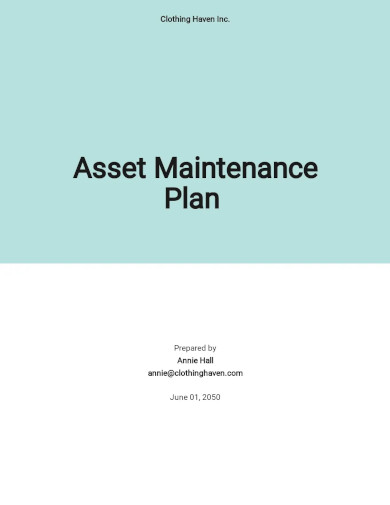 Assets Maintenance Plan Template