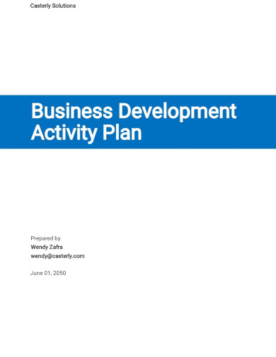 Business Development Activity Plan Template