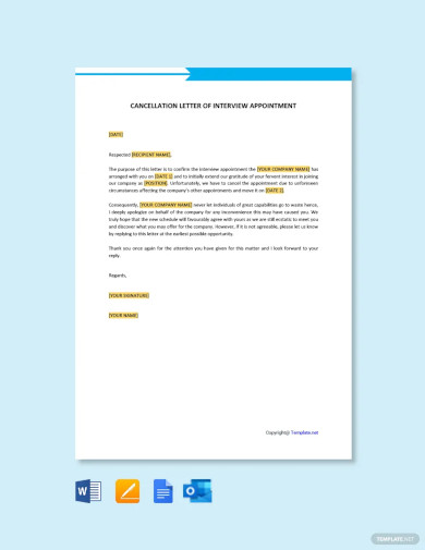 Cancellation Letter of Interview Appointment Template