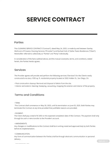 Cleaning Service Contract Template