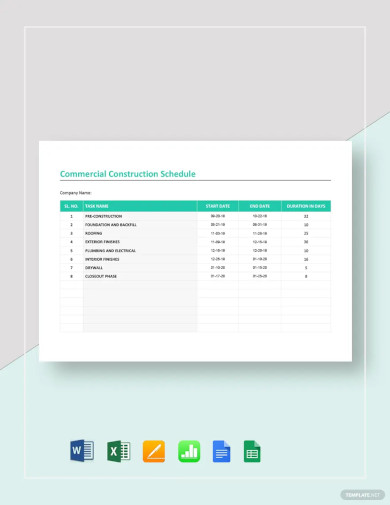 Commercial Construction Schedule Template