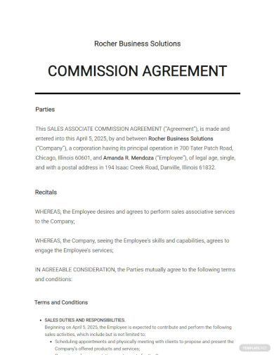 Commission Agreement Template