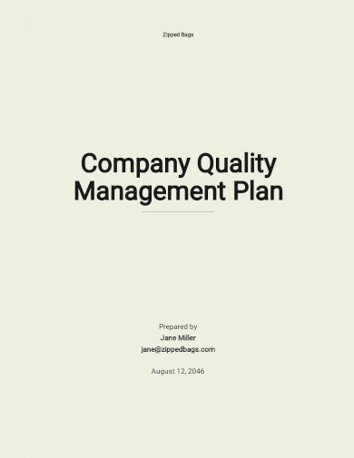 Company Quality Management Plan Template
