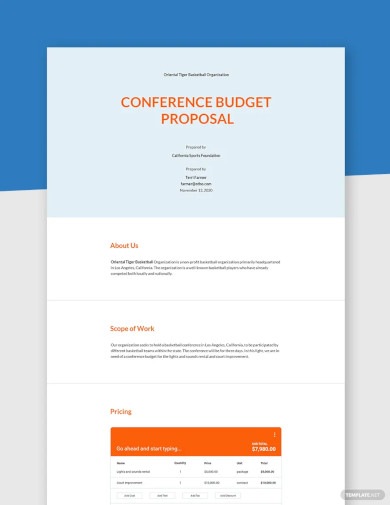 Conference Budget Proposal Template
