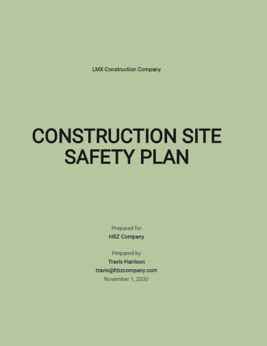 Construction Project Site Specific Safety Plan Template