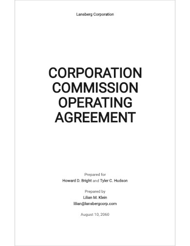 Corporation Commission Operating Agreement Template