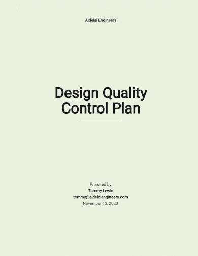 Design Quality Control Plan Template