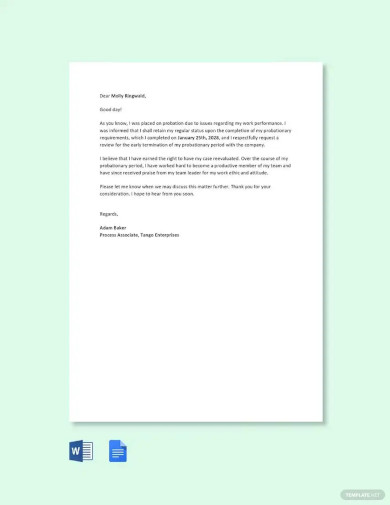 Early Probation Termination Letter Template