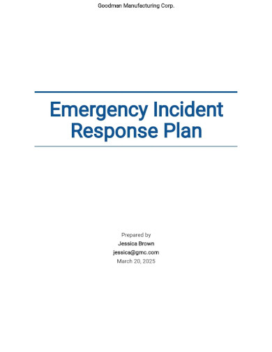 Emergency Incident Response Plan Template