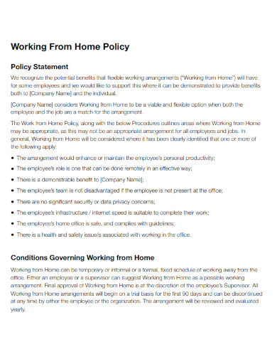 Employee Work From Home Policy
