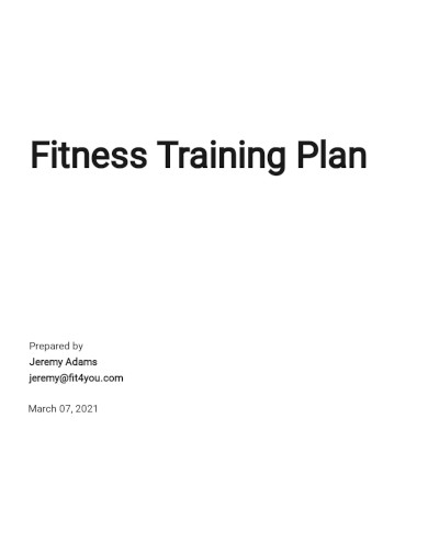 Fitness Training Plan Template