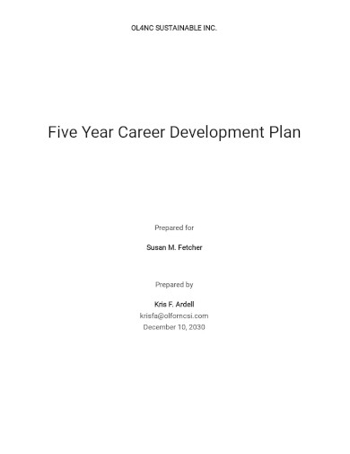 Five Year Career Development Plan Template