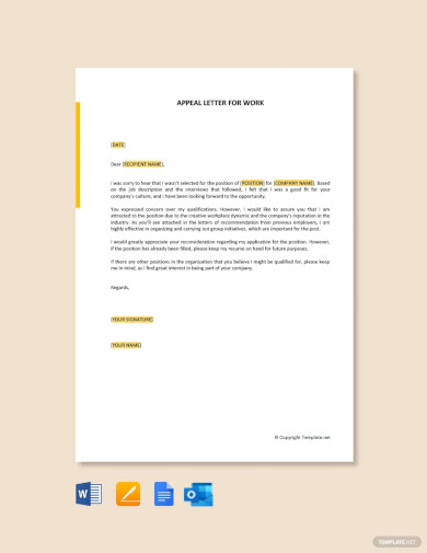 Free Appeal Letter for Work Template