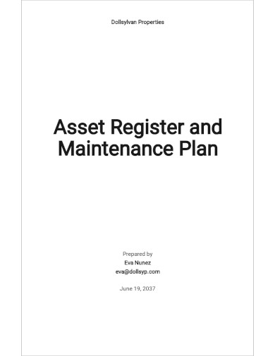 Free Asset Register and Maintenance Plan Template
