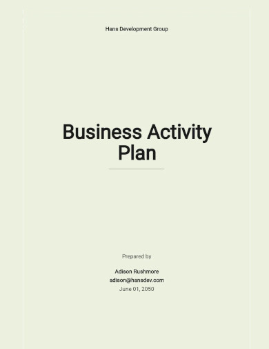Free Basic Business Activity Plan Template