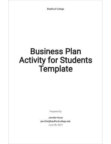 Free Business Plan Activity For Students Template