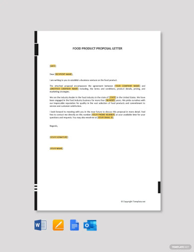 Free Food Product Proposal Letter Template