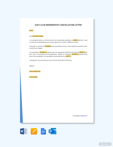 Free Golf Club Membership Cancellation Letter Template