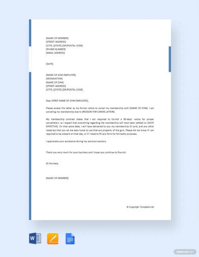 Free Gym Membership Cancellation Letter Template