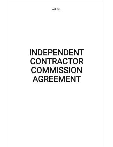 Free Independent Contractor Commission Agreement Template
