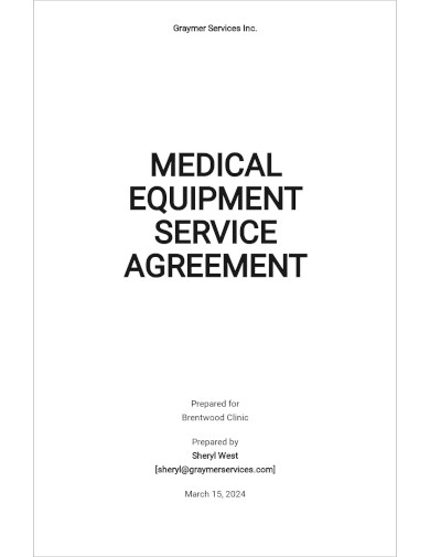Free Medical Equipment Service Agreement Template