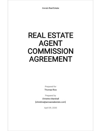 Free Real Estate Agent Commission Agreement Template