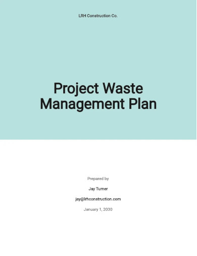 Free Simple Project Waste Management Plan Template