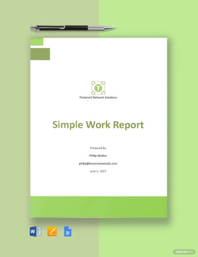 Free Simple Work Report Template