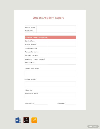 Free Student Accident Report Template