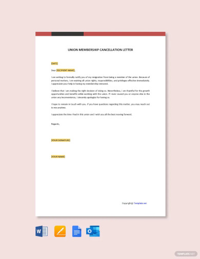 Free Union Membership Cancellation Letter Template