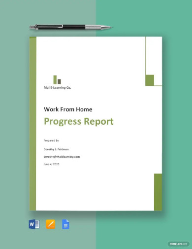 Free Work From Home Progress Report Template