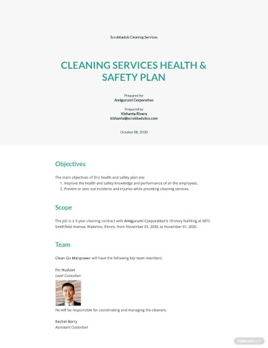 Health and Safety Plan Template for Cleaning Services