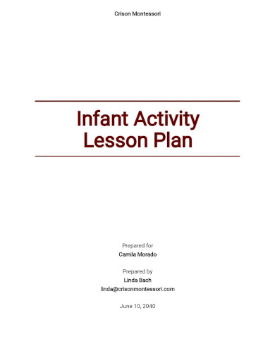 Infant Activity Lesson Plan Template
