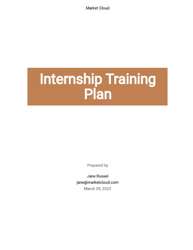 Internship Training Plan Template