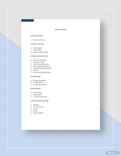 Jewelry Business Plan Template