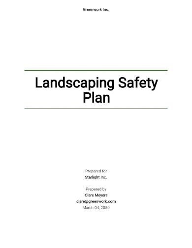 Landscaping Safety Plan Template
