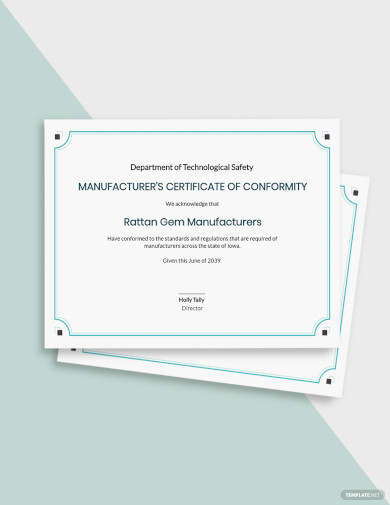 Manufacturers Certificate of Conformance Template
