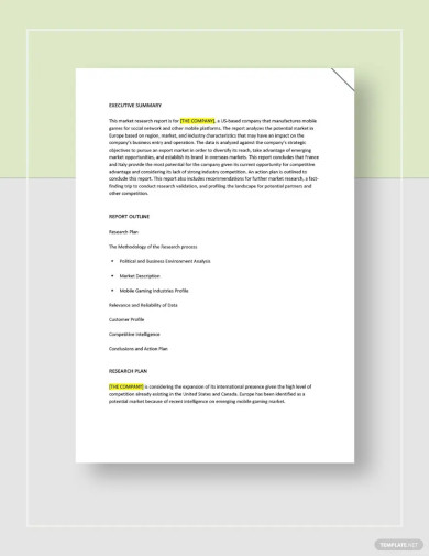 Market Research Report Template