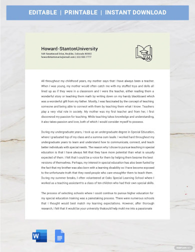 Masters Statement Of Purpose Template