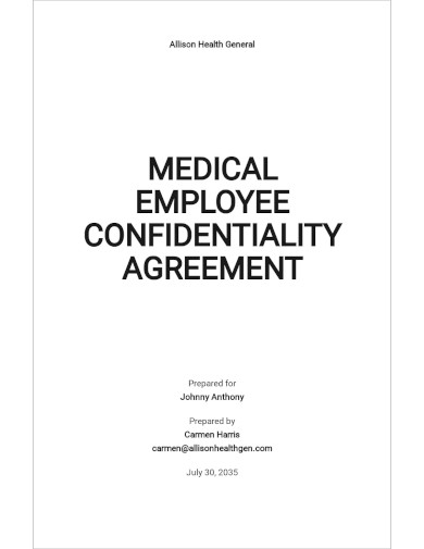 Medical Employee Confidentiality Agreement Template