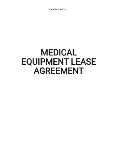 Medical Equipment Lease Agreement Template