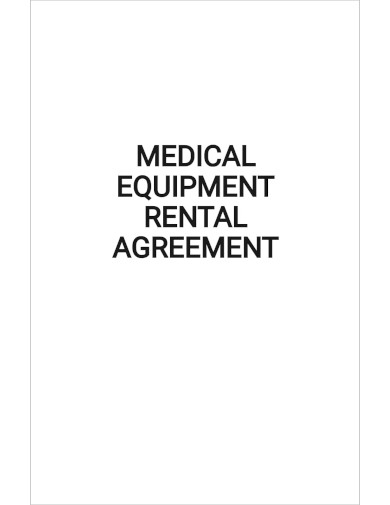 Medical Equipment Rental Agreement Template