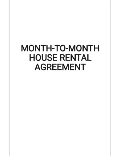 Month to Month House Rental Agreement Template