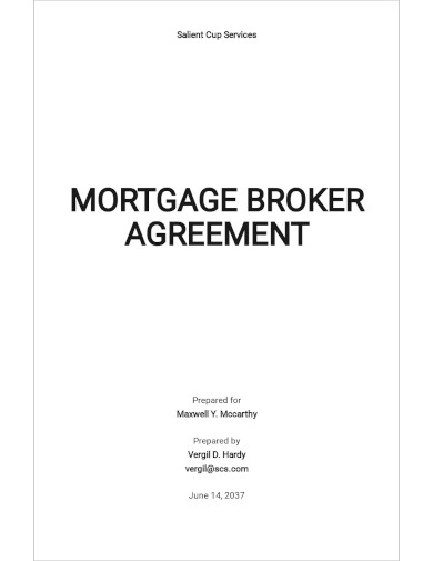 Mortgage Broker Agreement Template