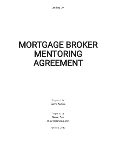 Mortgage Broker Mentoring Agreement Template