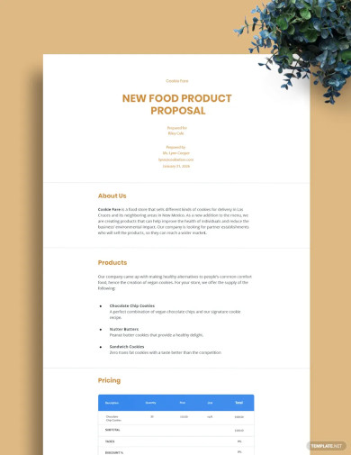 New Food Product Proposal Template