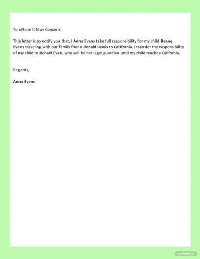 Notarized Letter Template for Child Travel