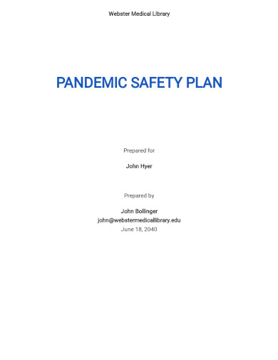 Pandemic Safety Plan Template