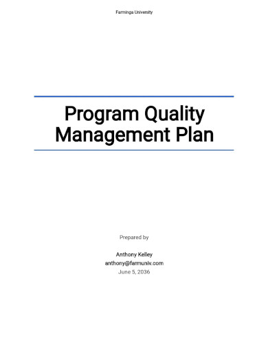 Program Quality Management Plan Template