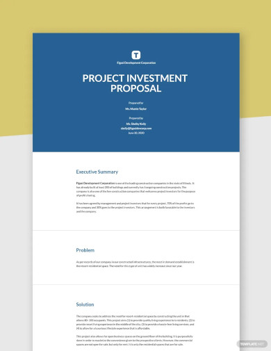 Project Investment Proposal Template